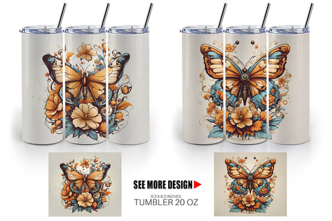 Tumbler Wrap Butterfly and Flower Sublimation artnoy 