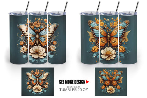 Tumbler Wrap Butterfly and Flower Sublimation artnoy 