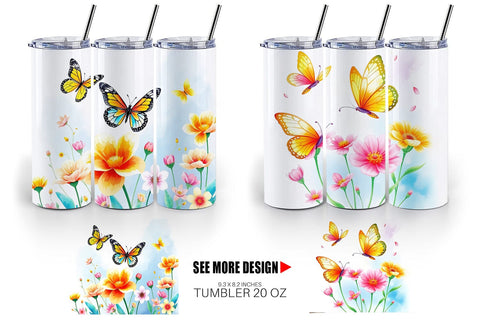 Tumbler Wrap Butterfly and Flower Sublimation artnoy 