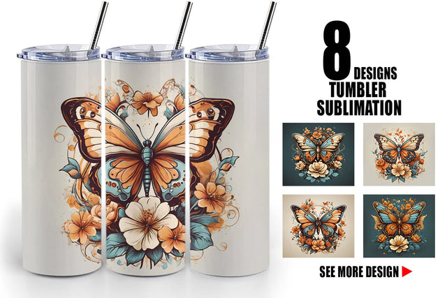 Tumbler Wrap Butterfly and Flower Sublimation artnoy 