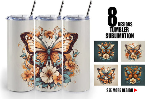Tumbler Wrap Butterfly and Flower Sublimation artnoy 