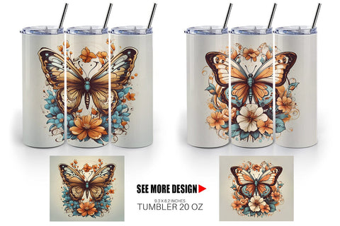Tumbler Wrap Butterfly and Flower Sublimation artnoy 