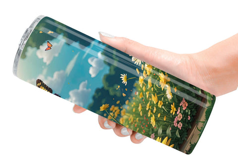 Tumbler Wrap Butterfly and Wildflowers Sublimation artnoy 