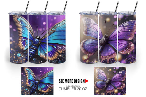 Tumbler Wrap Butterfly Glitter Sublimation artnoy 