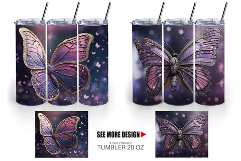 Tumbler Wrap Butterfly Glitter Sublimation artnoy 