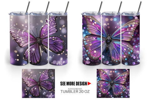 Tumbler Wrap Butterfly Glitter Sublimation artnoy 