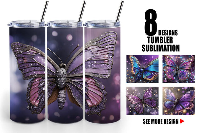 Tumbler Wrap Butterfly Glitter Sublimation artnoy 