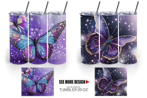Tumbler Wrap Butterfly Glitter Sublimation artnoy 