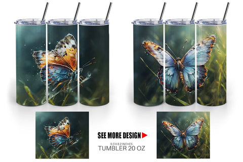 Tumbler Wrap Butterfly Illustration Sublimation artnoy 