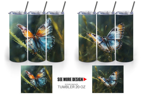 Tumbler Wrap Butterfly Illustration Sublimation artnoy 
