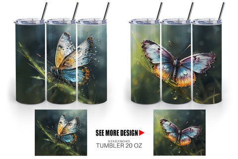 Tumbler Wrap Butterfly Illustration Sublimation artnoy 
