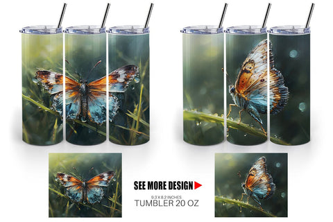 Tumbler Wrap Butterfly Illustration Sublimation artnoy 