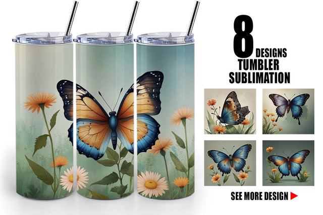 Tumbler Wrap Butterfly illustration Sublimation artnoy 
