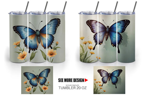 Tumbler Wrap Butterfly illustration Sublimation artnoy 