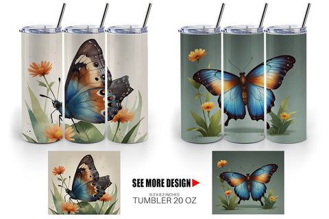 Tumbler Wrap Butterfly illustration Sublimation artnoy 