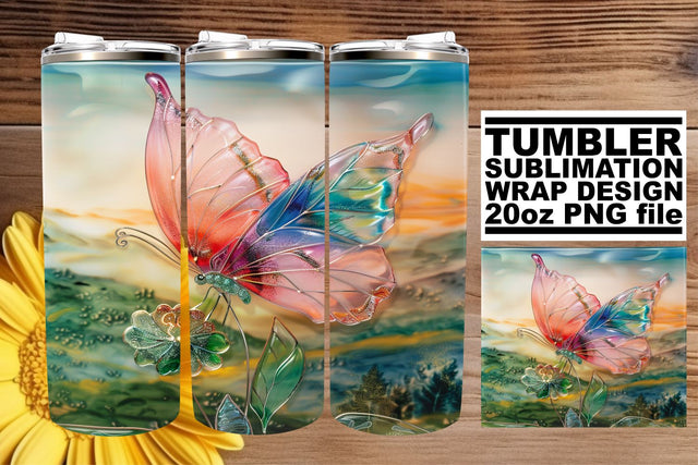 Tumbler Wrap Butterfly Spring 3D Sublimation afrosvg 
