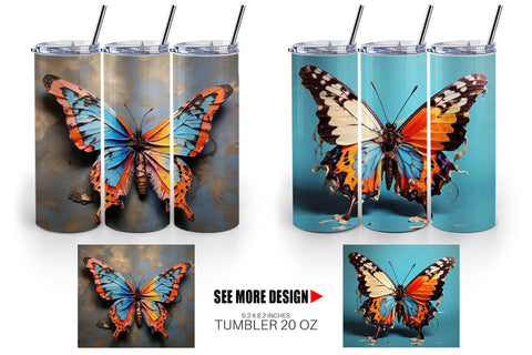 Tumbler Wrap Butterfly Vibrant Color Sublimation artnoy 