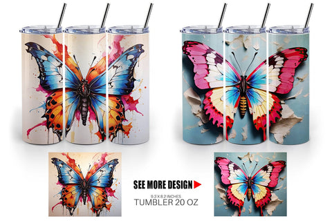 Tumbler Wrap Butterfly Vibrant Color Sublimation artnoy 