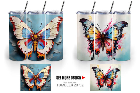 Tumbler Wrap Butterfly Vibrant Color Sublimation artnoy 