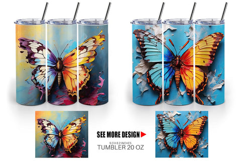 Tumbler Wrap Butterfly Vibrant Color Sublimation artnoy 
