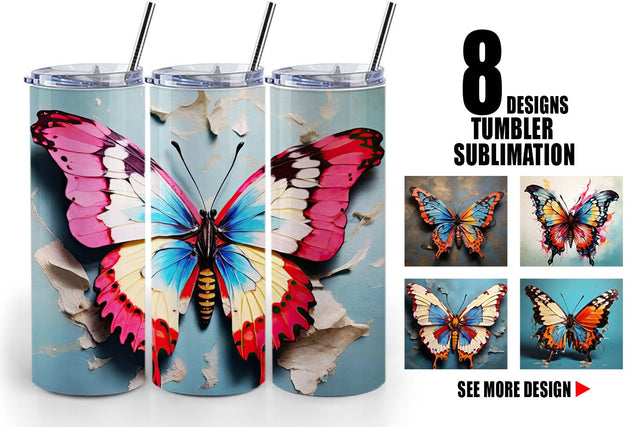 Tumbler Wrap Butterfly Vibrant Color Sublimation artnoy 