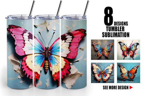 Tumbler Wrap Butterfly Vibrant Color Sublimation artnoy 