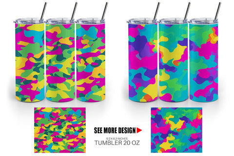 Tumbler Wrap Camouflage Colorful Sublimation artnoy 