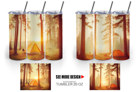 Tumbler Wrap Camping Forest Sunset Sublimation artnoy 