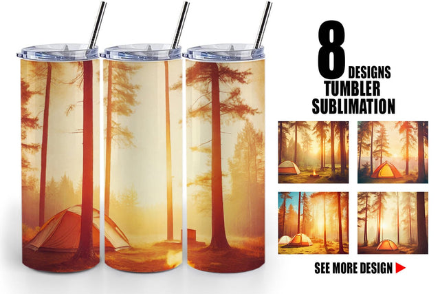 Tumbler Wrap Camping Forest Sunset Sublimation artnoy 