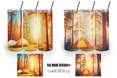 Tumbler Wrap Camping Forest Sunset Sublimation artnoy 
