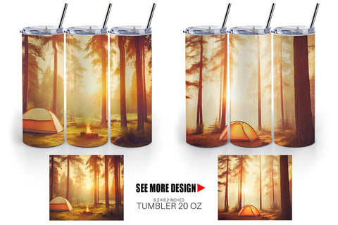 Tumbler Wrap Camping Forest Sunset Sublimation artnoy 