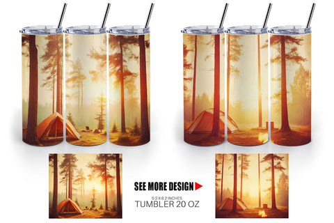 Tumbler Wrap Camping Forest Sunset Sublimation artnoy 