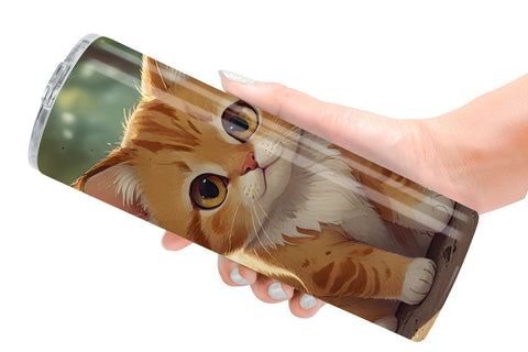 Tumbler Wrap Cartoon Cat in Forest Sublimation artnoy 