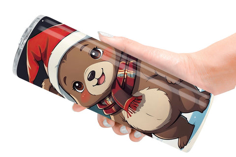 Tumbler Wrap Cartoon Christmas Bear Sublimation artnoy 