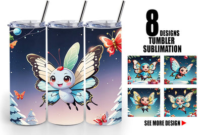 Tumbler Wrap Cartoon Christmas Butterfly Sublimation artnoy 
