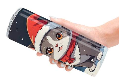 Tumbler Wrap Cartoon Christmas Cat Sublimation artnoy 