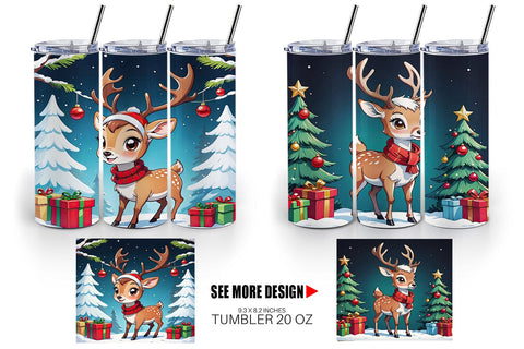 Tumbler Wrap Cartoon Christmas Deer Sublimation artnoy 