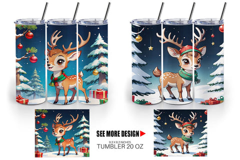 Tumbler Wrap Cartoon Christmas Deer Sublimation artnoy 