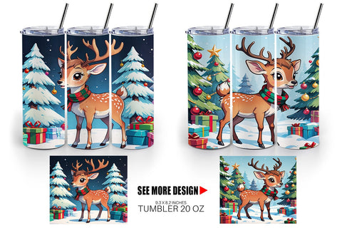 Tumbler Wrap Cartoon Christmas Deer Sublimation artnoy 