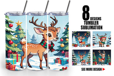 Tumbler Wrap Cartoon Christmas Deer Sublimation artnoy 