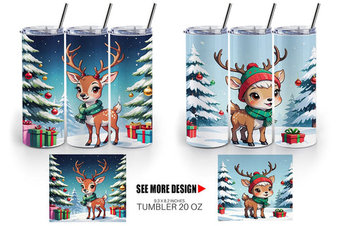 Tumbler Wrap Cartoon Christmas Deer Sublimation artnoy 