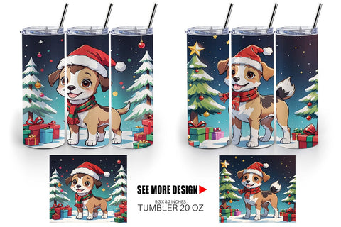 Tumbler Wrap Cartoon Christmas Dog Sublimation artnoy 