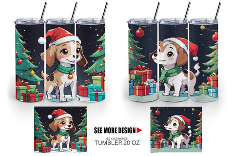 Tumbler Wrap Cartoon Christmas Dog Sublimation artnoy 