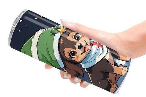Tumbler Wrap Cartoon Christmas Dog Sublimation artnoy 