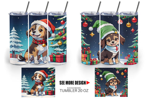 Tumbler Wrap Cartoon Christmas Dog Sublimation artnoy 