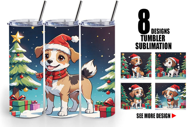 Tumbler Wrap Cartoon Christmas Dog Sublimation artnoy 