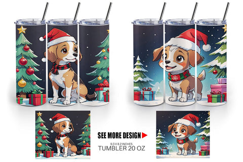 Tumbler Wrap Cartoon Christmas Dog Sublimation artnoy 