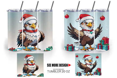 Tumbler Wrap Cartoon Christmas Eagle Sublimation artnoy 