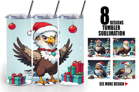 Tumbler Wrap Cartoon Christmas Eagle Sublimation artnoy 