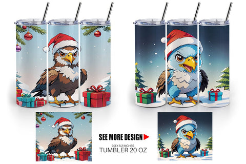 Tumbler Wrap Cartoon Christmas Eagle Sublimation artnoy 